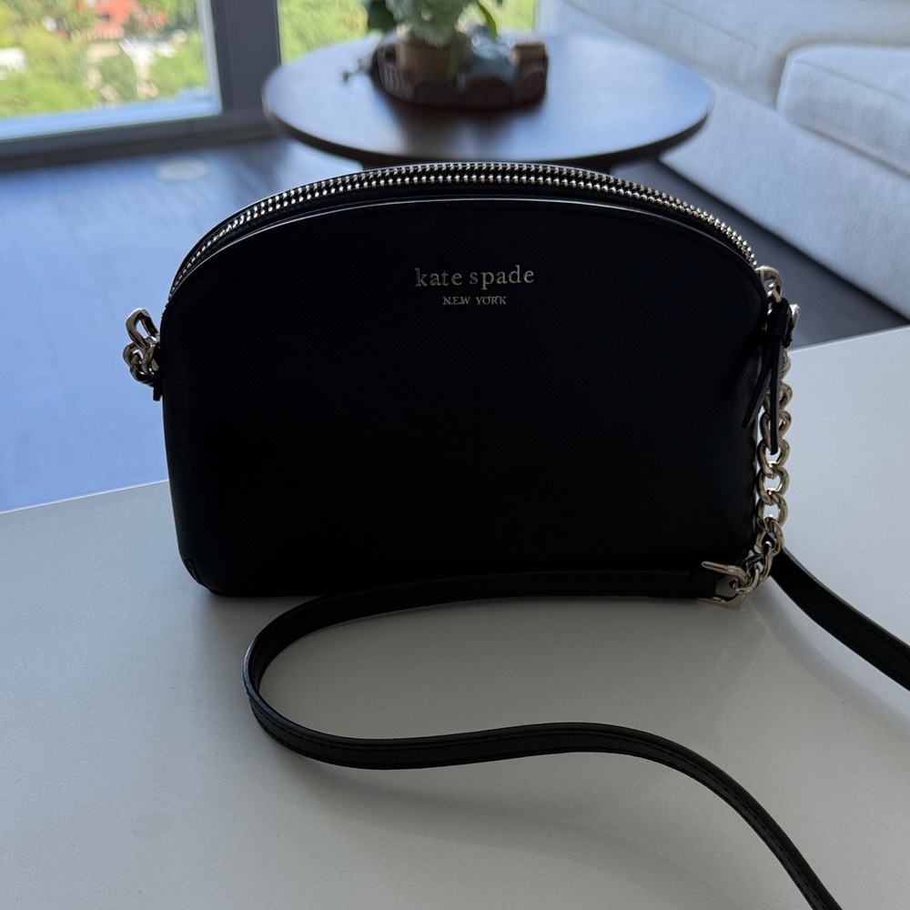 Kate Spade Black Crossbody Bag with Silver Accents